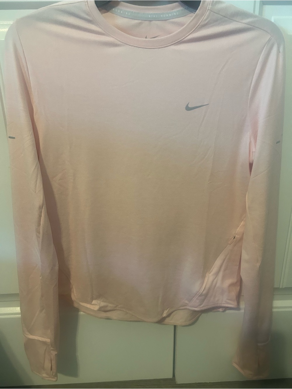 Nike Long-Sleeve Athletic Tee in Pale Pink